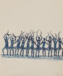 Kwat Kwat mennesker - (Corroboree) Skitsebog hovedsageligt af aktiviteter fra aboriginals og hvide